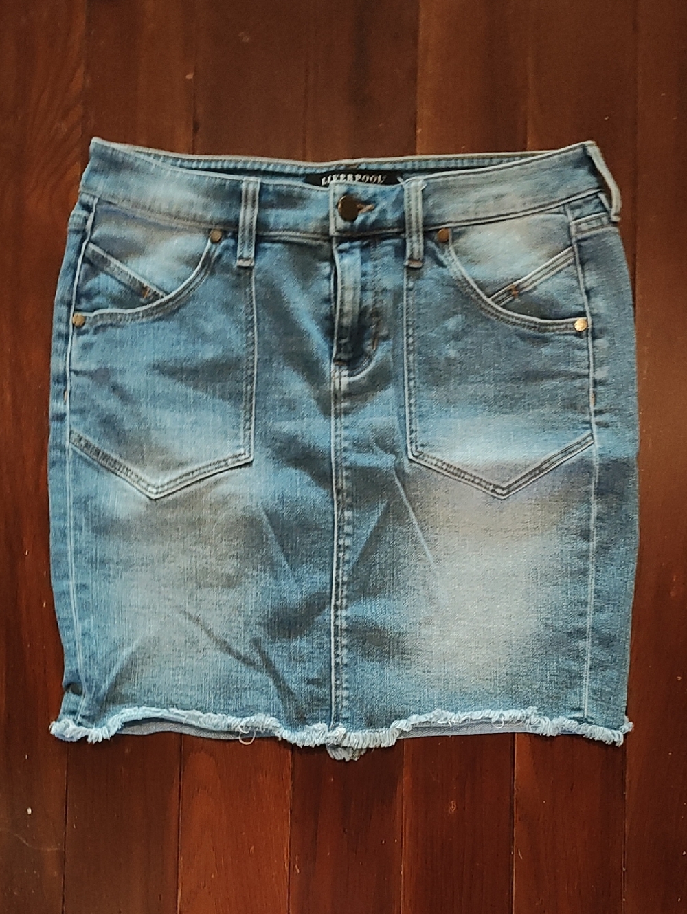 Liverpool Blue Denim Mini Skirt With Stretch S8ZE 4